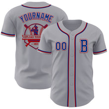 Load image into Gallery viewer, Custom Gray Royal-Red Authentic Baseball Jersey
