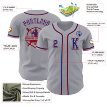 Load image into Gallery viewer, Custom Gray Royal-Red Authentic Baseball Jersey
