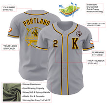 Load image into Gallery viewer, Custom Gray Brown-Gold Authentic Baseball Jersey
