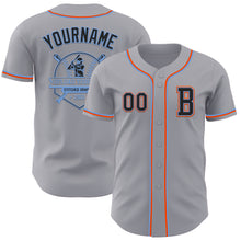 Load image into Gallery viewer, Custom Gray Black Powder Blue-Orange Authentic Baseball Jersey
