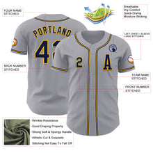 Load image into Gallery viewer, Custom Gray Navy-Gold Authentic Baseball Jersey
