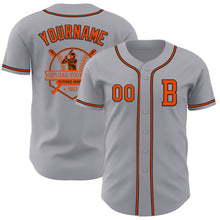 Load image into Gallery viewer, Custom Gray Orange-Black Authentic Baseball Jersey
