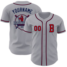 Load image into Gallery viewer, Custom Gray Red-Navy Authentic Baseball Jersey
