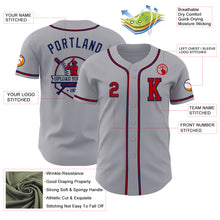 Load image into Gallery viewer, Custom Gray Red-Navy Authentic Baseball Jersey
