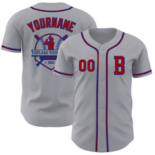 Load image into Gallery viewer, Custom Gray Red-Royal Authentic Baseball Jersey
