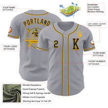 Load image into Gallery viewer, Custom Gray Black-Gold Authentic Baseball Jersey
