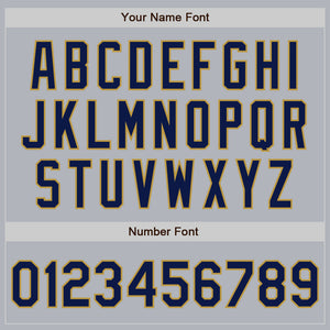 Custom Gray Navy-Old Gold Authentic Baseball Jersey