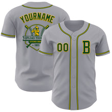 Load image into Gallery viewer, Custom Gray Green-Gold Authentic Baseball Jersey
