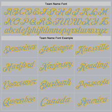 Load image into Gallery viewer, Custom Gray Light Blue-Gold Authentic Throwback Basketball Jersey
