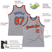 Load image into Gallery viewer, Custom Gray Orange-Royal Authentic Throwback Basketball Jersey
