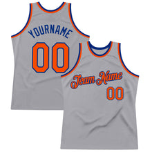 Load image into Gallery viewer, Custom Gray Orange-Royal Authentic Throwback Basketball Jersey
