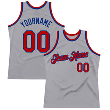 Load image into Gallery viewer, Custom Gray Red-Royal Authentic Throwback Basketball Jersey
