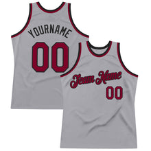 Load image into Gallery viewer, Custom Gray Maroon-Black Authentic Throwback Basketball Jersey
