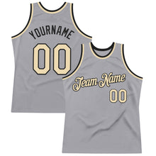 Load image into Gallery viewer, Custom Gray Cream-Black Authentic Throwback Basketball Jersey
