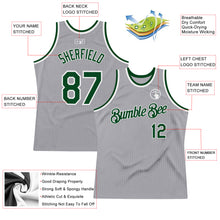 Load image into Gallery viewer, Custom Gray Green-White Authentic Throwback Basketball Jersey
