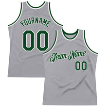 Load image into Gallery viewer, Custom Gray Green-White Authentic Throwback Basketball Jersey
