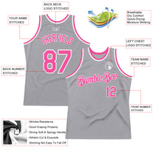 Load image into Gallery viewer, Custom Gray Pink-White Authentic Throwback Basketball Jersey
