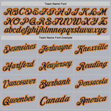 Load image into Gallery viewer, Custom Gray Navy Gold-Orange Authentic Throwback Basketball Jersey
