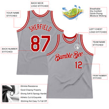 Load image into Gallery viewer, Custom Gray Red-White Authentic Throwback Basketball Jersey
