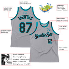 Load image into Gallery viewer, Custom Gray Black-Teal Authentic Throwback Basketball Jersey
