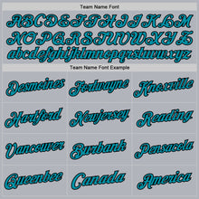 Load image into Gallery viewer, Custom Gray Teal-Black Authentic Throwback Basketball Jersey
