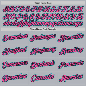 Custom Gray Teal Black-Pink Authentic Throwback Basketball Jersey