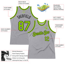 Load image into Gallery viewer, Custom Gray Neon Green-Black Authentic Throwback Basketball Jersey

