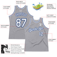 Load image into Gallery viewer, Custom Gray White-Royal Authentic Throwback Basketball Jersey
