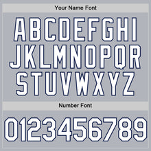 Load image into Gallery viewer, Custom Gray White-Navy Authentic Throwback Basketball Jersey
