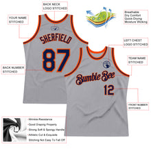 Load image into Gallery viewer, Custom Gray Navy-Orange Authentic Throwback Basketball Jersey
