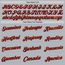 Load image into Gallery viewer, Custom Gray Navy-Orange Authentic Throwback Basketball Jersey
