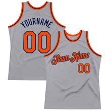 Load image into Gallery viewer, Custom Gray Orange-Navy Authentic Throwback Basketball Jersey
