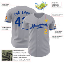 Load image into Gallery viewer, Custom Gray Royal-Gold Authentic Baseball Jersey

