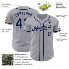 Load image into Gallery viewer, Custom Gray Navy Authentic Baseball Jersey
