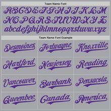 Load image into Gallery viewer, Custom Gray Purple Authentic Baseball Jersey
