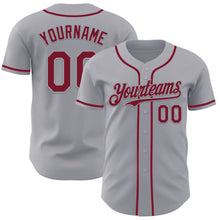 Load image into Gallery viewer, Custom Gray Crimson Authentic Baseball Jersey
