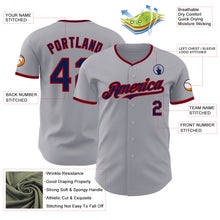 Load image into Gallery viewer, Custom Gray Navy-Red Authentic Baseball Jersey

