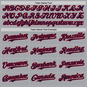 Custom Gray Navy-Red Authentic Baseball Jersey