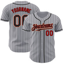 Load image into Gallery viewer, Custom Gray Black Pinstripe Red-Cream Authentic Baseball Jersey

