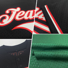 Load image into Gallery viewer, Custom Green Red-Cream Mesh Authentic Throwback Baseball Jersey
