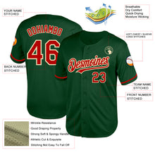 Load image into Gallery viewer, Custom Green Red-Cream Mesh Authentic Throwback Baseball Jersey
