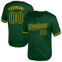 Load image into Gallery viewer, Custom Green Gold Mesh Authentic Throwback Baseball Jersey
