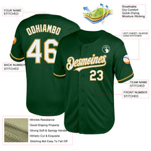 Load image into Gallery viewer, Custom Green White-Old Gold Mesh Authentic Throwback Baseball Jersey
