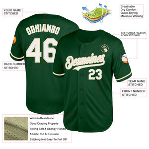 Custom Green White-Cream Mesh Authentic Throwback Baseball Jersey