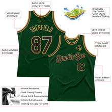Load image into Gallery viewer, Custom Green Black-Old Gold Authentic Throwback Basketball Jersey
