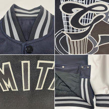 Load image into Gallery viewer, Custom Black Gray Guitar Music Festival 3D Pattern Design Bomber Full-Snap Varsity Letterman Jacket
