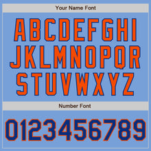 Load image into Gallery viewer, Custom Light Blue Royal-Orange Bomber Full-Snap Varsity Letterman Jacket
