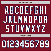 Load image into Gallery viewer, Custom Crimson White-Navy Bomber Full-Snap Varsity Letterman Jacket
