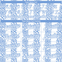 Load image into Gallery viewer, Custom Light Blue-White 3D Pattern Design Bomber Full-Snap Varsity Letterman Jacket
