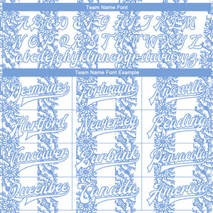 Custom Light Blue-White 3D Pattern Design Bomber Full-Snap Varsity Letterman Jacket